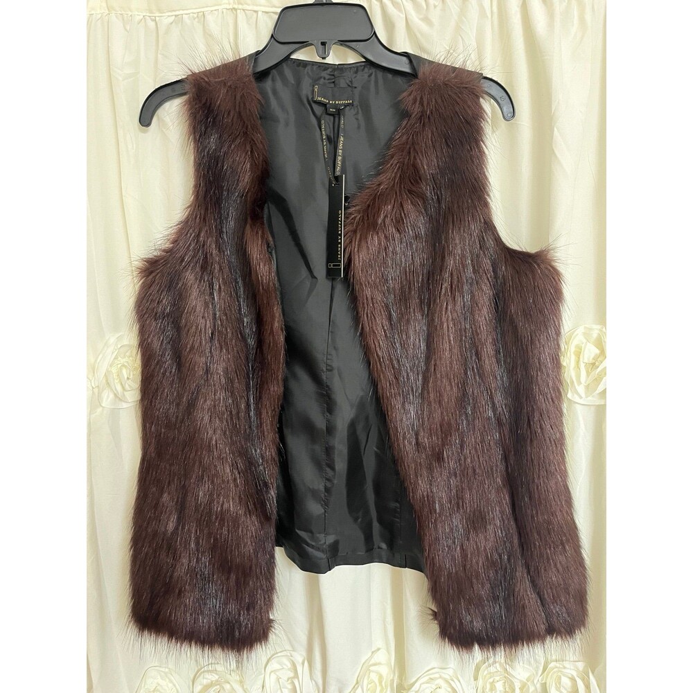 I Jeans by Buffalo Burgundy Faux Fur Vest M